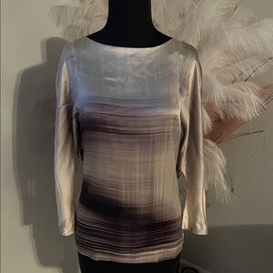 Theory Silk Blouse in Cream and Purple Ombre